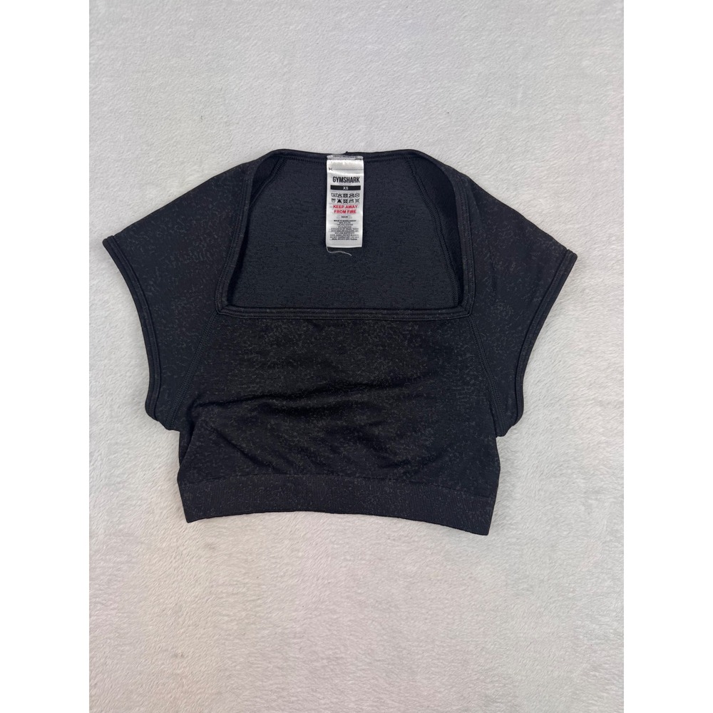 Gymshark Adapt Animal Seamless Crop Top Black Square Neck XS B6A3B